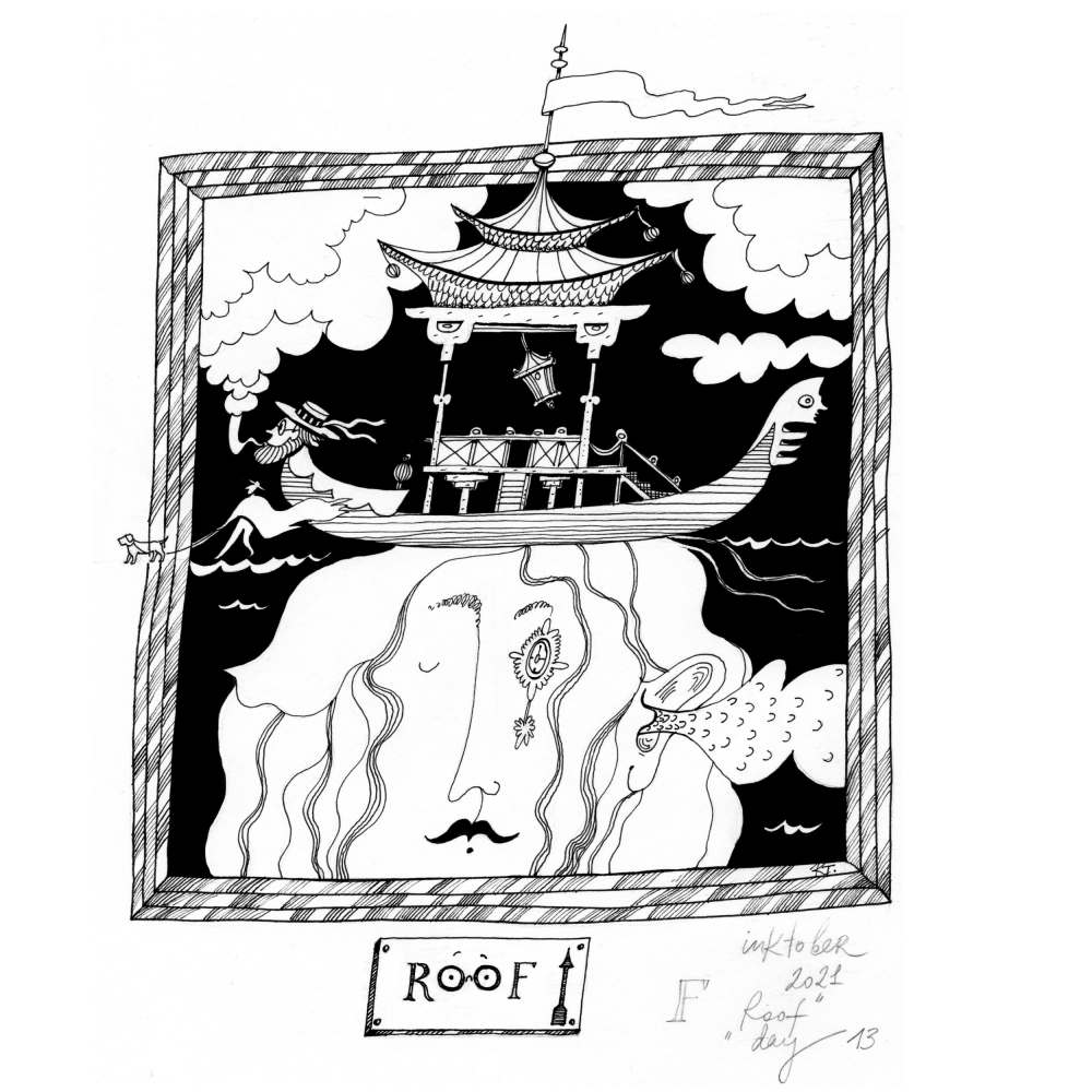 Ксения Турулина: иллюстрация Roof, Inktober 2021