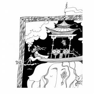 Ксения Турулина: фрагмент иллюстрации Roof, Inktober 2021